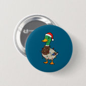Cute Christmas Duck Mallard With Xmas Lights  Button (Vorne & Hinten)