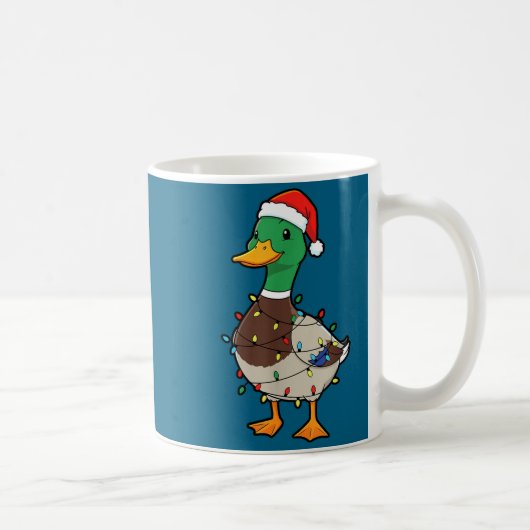 Cute Christmas Duck Mallard With Xmas Lights  Kaffeetasse (Rechts)