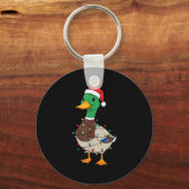 Cute Christmas Duck Mallard With Xmas Lights  Schlüsselanhänger (Vorderseite)