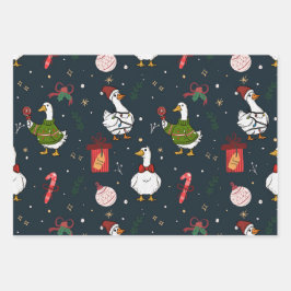 Cute Christmas Ducks Gift Wrap Geschenkpapier Set
