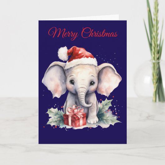 Cute Christmas Elephant Feiertagskarte (Vorderseite)