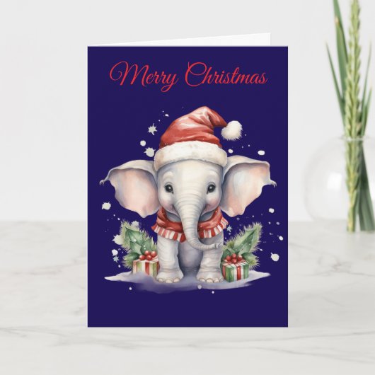Cute Christmas Elephant Feiertagskarte (Vorderseite)