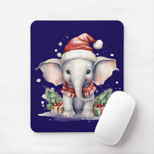 Cute Christmas Elephant Mousepad (Mit Mouse)
