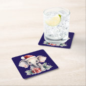 Cute Christmas Elephant Rechteckiger Pappuntersetzer (Vor Ort)