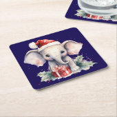 Cute Christmas Elephant Rechteckiger Pappuntersetzer (angewinkelt)