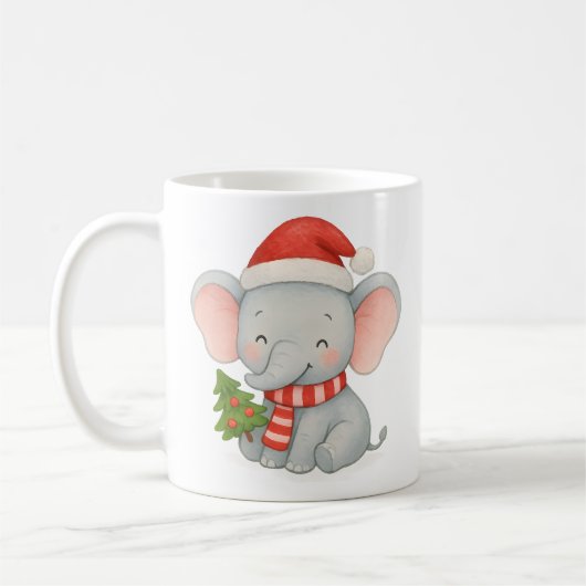 Cute Christmas Elephant with Santa Hat Kaffeetasse (Links)