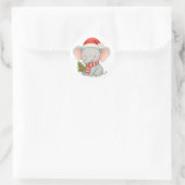 Cute Christmas Elephant with Santa Hat Runder Aufkleber (Tasche)