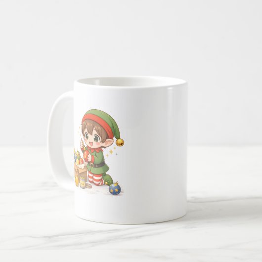 Cute Christmas Elf Baking Mug Kaffeetasse (Vorderseite Links)