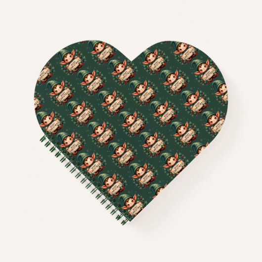 Cute Christmas Elf Holding Merry Sign Green Notizblock (Vorderseite)