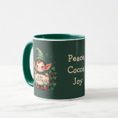 Cute Christmas Elf Holding Merry Sign Green Tasse (Vorderseite Links)