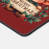 Cute Christmas Elf Holding Merry Sign Red Schreibtischunterlage (Ecke)