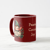Cute Christmas Elf Holding Merry Sign Red Tasse (Vorderseite Links)