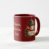Cute Christmas Elf Holding Merry Sign Red Tasse (VorderseiteRechts)