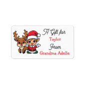 Cute Christmas Elf Personalized to and from Adressaufkleber (Vorne)