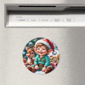 Cute Christmas Elf & Reindeer Magnet (In Situ (Geschirrspüler))