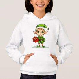 Cute Christmas Elf with Gift – Holiday Hoodie