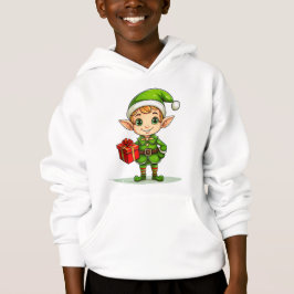 Cute Christmas Elf with Gift – Holiday Hoodie