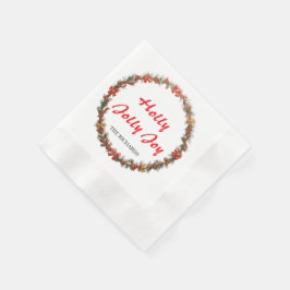 Cute Christmas Floral Wreath Holiday Napkins Serviette