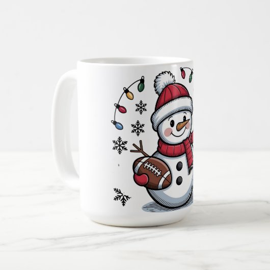 Cute Christmas Football Snowman Holiday Illustrati Kaffeetasse (Vorderseite Links)