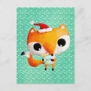 Cute Christmas Fox Feiertagspostkarte