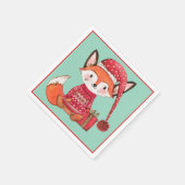 Cute christmas fox in cozy sweater serviette (Ecke)