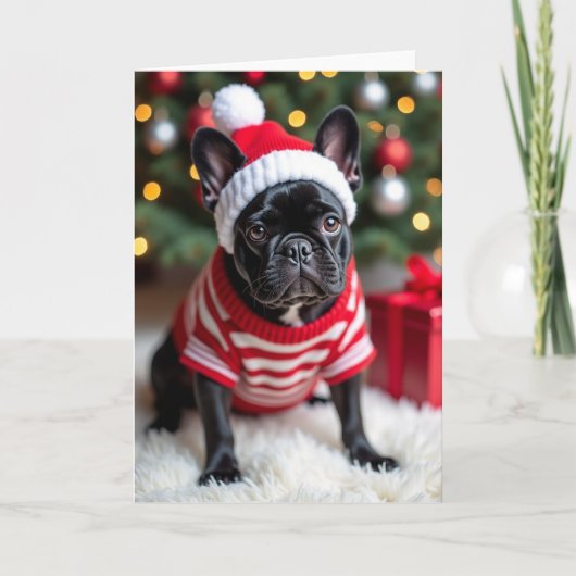 Cute Christmas French Bulldog Card Karte (Vorderseite)