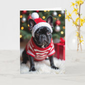 Cute Christmas French Bulldog Card Karte (Gelbe Blume)