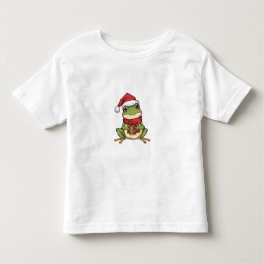 Cute Christmas Frog Sweater - Santa Frog Holding G Kleinkind T-shirt (Vorderseite)
