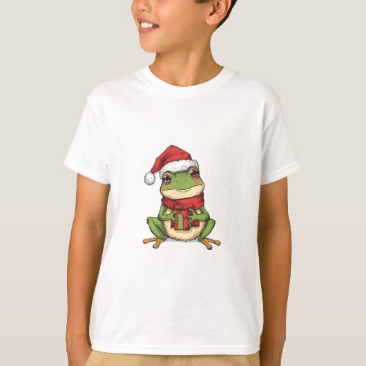 Cute Christmas Frog Sweater - Santa Frog Holding G T-Shirt (Vorderseite)