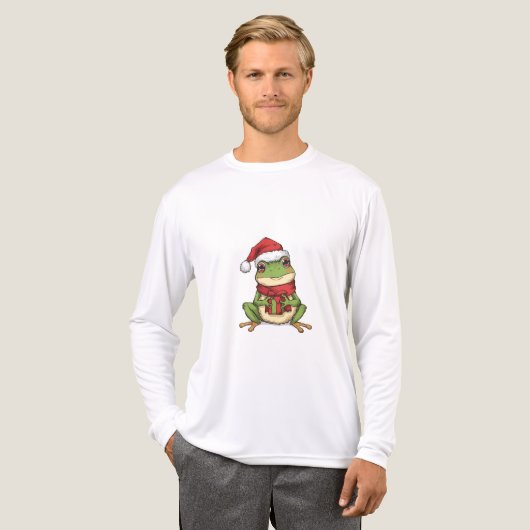 Cute Christmas Frog Sweater - Santa Frog Holding G Tri-Blend Shirt (Vorderseite komplett)