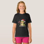 Cute Christmas Frog With Candy Cane - Funny Holida T-Shirt (Vorne ganz)