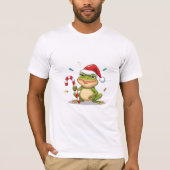 Cute Christmas Frog With Candy Cane - Funny Holida T-Shirt (Vorderseite)