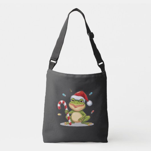 Cute Christmas Frog With Candy Cane - Funny Holida Tragetaschen Mit Langen Trägern (Vorderseite)
