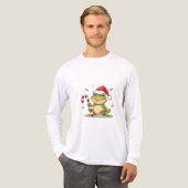 Cute Christmas Frog With Candy Cane - Funny Holida Tri-Blend Shirt (Vorderseite komplett)