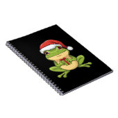 Cute Christmas Frog with Santa Hat Holding Gift - Notizblock (Rechte Seite)