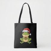 Cute Christmas Frog with Santa Hat Holding Gift - Tasche (Vorderseite)