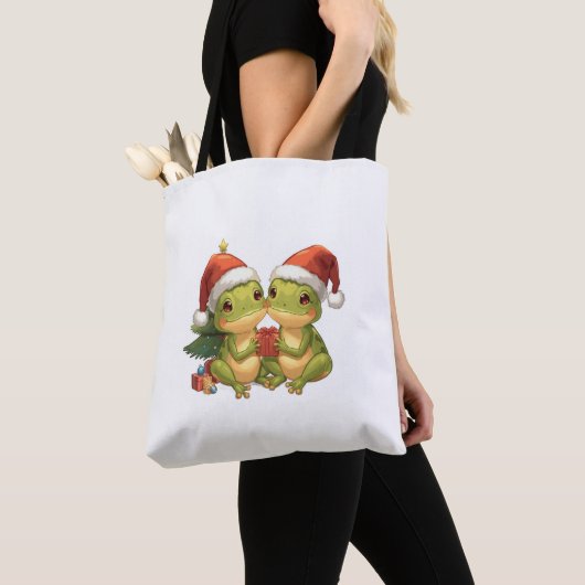 Cute Christmas Frogs Holding Gifts Adorable Holid Tasche (Von Nahem)