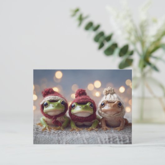 Cute Christmas Frogs Postkarte (Stehend Vorderseite)