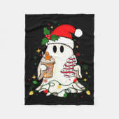 Cute Christmas Ghost Coffee Tree Cake Xmas Lights Fleecedecke (Vorderseite)