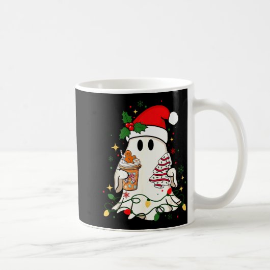 Cute Christmas Ghost Coffee Tree Cake Xmas Lights Kaffeetasse (Rechts)