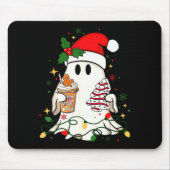 Cute Christmas Ghost Coffee Tree Cake Xmas Lights  Mousepad (Vorne)
