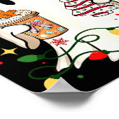 Cute Christmas Ghost Coffee Tree Cake Xmas Lights Poster (Ecke)