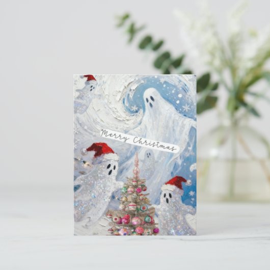 Cute Christmas Ghosts Postkarte (Stehend Vorderseite)
