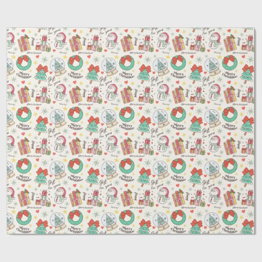 Cute Christmas Gift Icon Pattern in Light White Geschenkpapier (Flach)