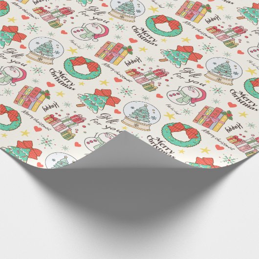Cute Christmas Gift Icon Pattern in Light White Geschenkpapier (Ecke)