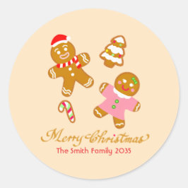 Cute Christmas Gingerbread Personalized Sticker