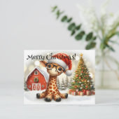 Cute Christmas Giraffe Postkarte (Stehend Vorderseite)
