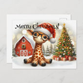 Cute Christmas Giraffe Postkarte (Vorne/Hinten)