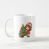 Cute Christmas Girl Decorating Tree Mug Kaffeetasse (Links)