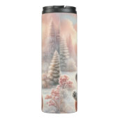 Cute Christmas Girl with Polar Teddy Bear, Thermo Thermosbecher (Rückseite)